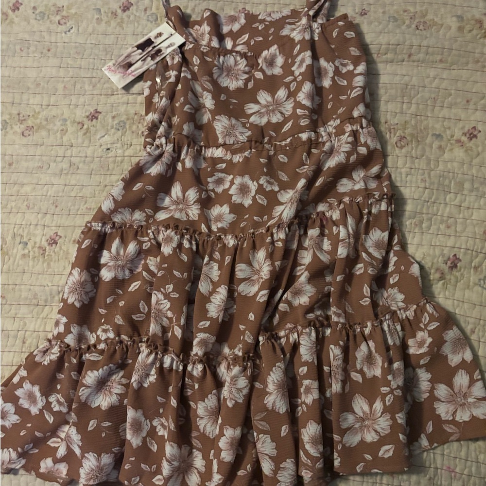 Honey and Rosie Brown Floral Maxi Dress